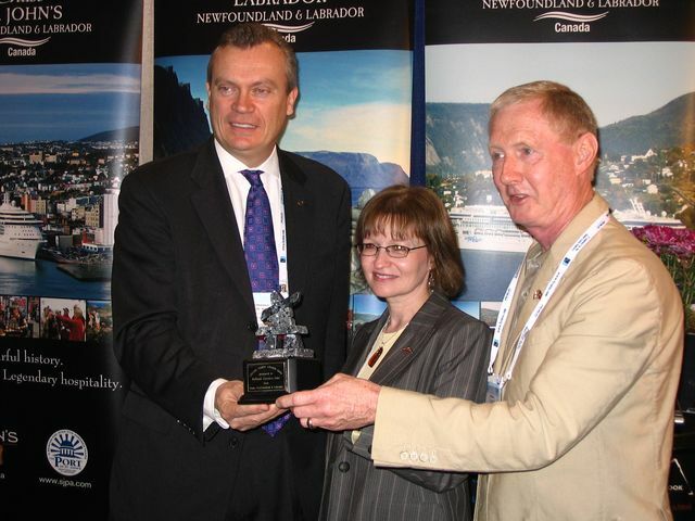 Pictured (l to r) Mr. Stein Kruse, President and CEO of Holland America Line, Ms Jackie Chow, Port Manager and CEO of Corner Brook Port Corp, Mr. Dennis O’Keefe, Chair of the Cruise Association of Newfoundland and Labrador
