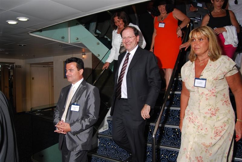 The French Minister of Tourism and other officials while touring MV Orient Queen