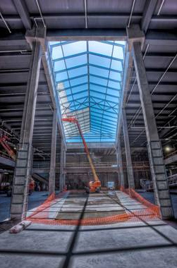 Panels for the 4,000-square-foot skylight are being installed in the new  Cruise Terminal 18 at Port Everglades.
