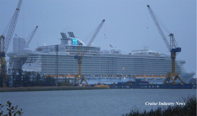 The Oasis of the Seas, only days away from delivery, at STX's Turku shipyard. (photo: Ville Hammaren) 