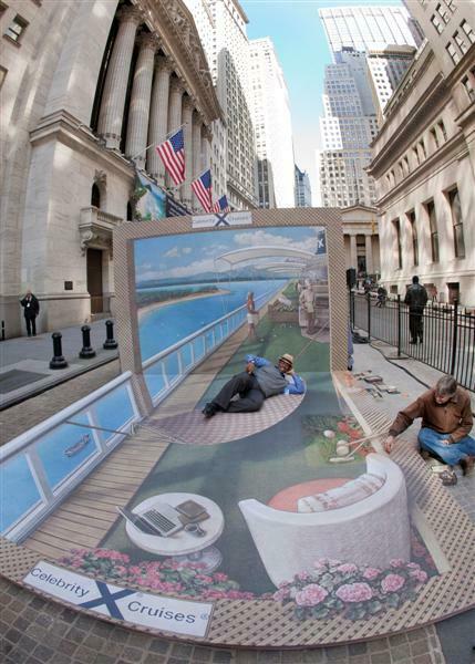 Celebrity Cruises 3-D Street Art Installation at NYSE