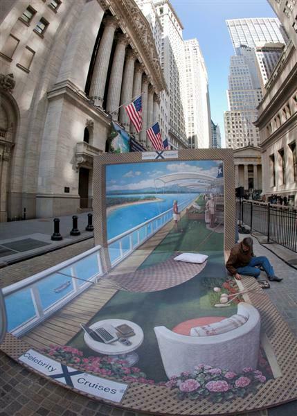 Celebrity Cruises 3-D Street Art Installation at NYSE