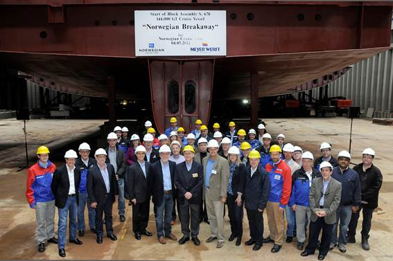 First block set in place as Norwegian’s first Breakaway class ship begins to take shape