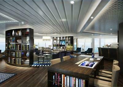 The new Yacht Club offers a chic lounge and coffee bar where guests can relax and recharge.