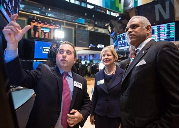 Carnival Australia CEO Ann Sherry and Carnival Corporation CEO Arnold Donald at recent visit to New York Stock Exchange. 