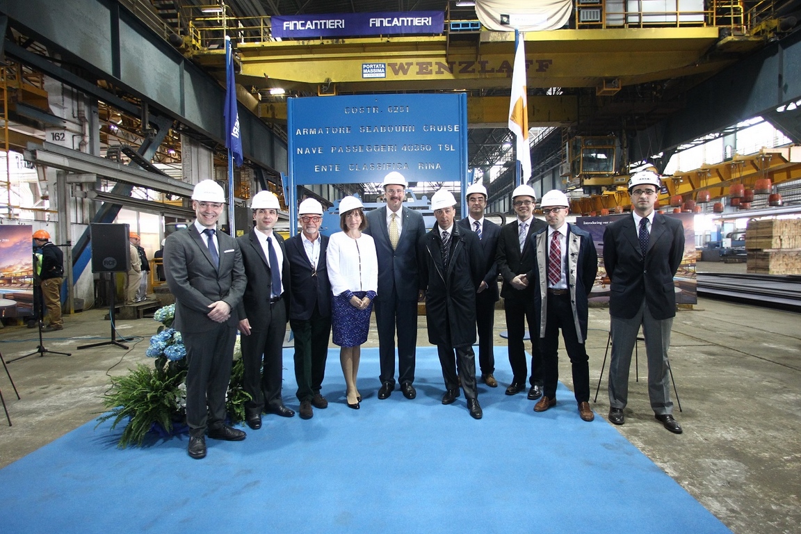 Steeling cutting ceremony for the new Seabourn ship
