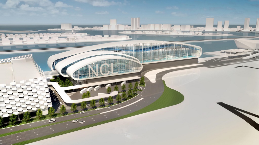 A rendering of Norwegian's futuristic new terminal
