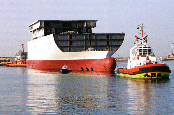 The hull for the Costa Pacifica was built in Palermo and towed to Genoa.