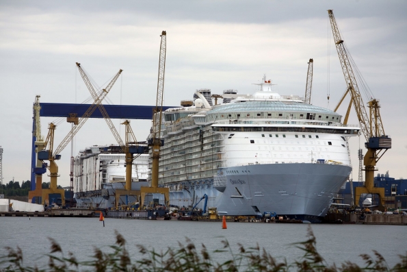 Oasis of the Seas under construction at STX Europe in Finland. Royal Caribbean has hinted at a looming newbuild order. Industry sources are pointing at Meyer Werft as the yard that will get the contract.