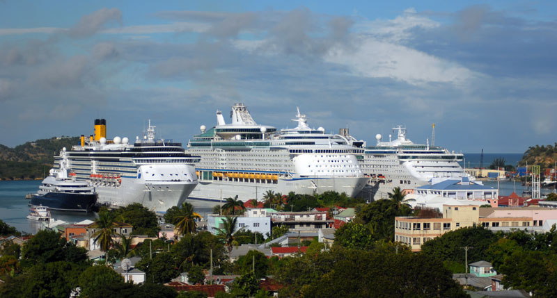 Ships in Antigua, where traffic is up. 