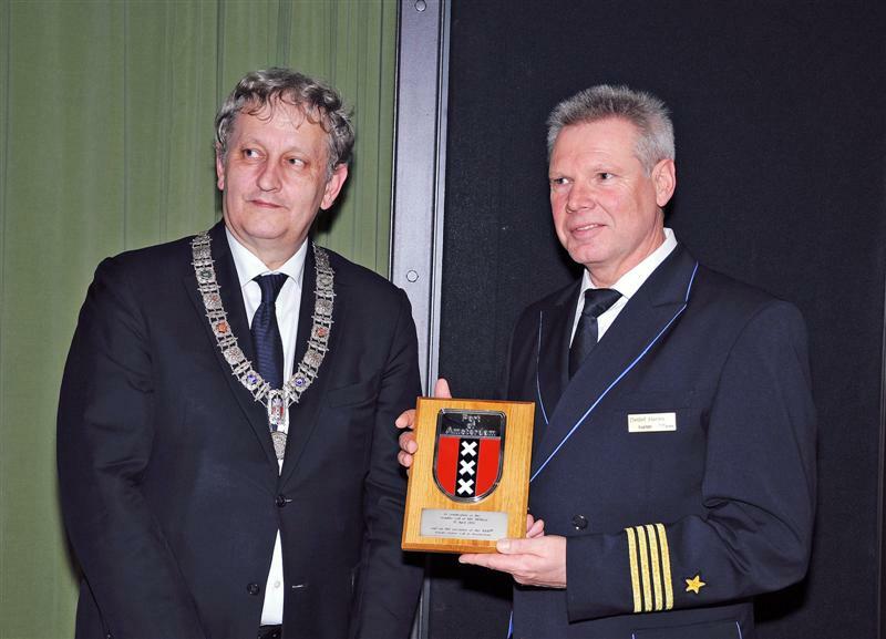 Mayor of Amsterdam, Eberhard van der Laan, handed Captain Detlef Harms the key of the city