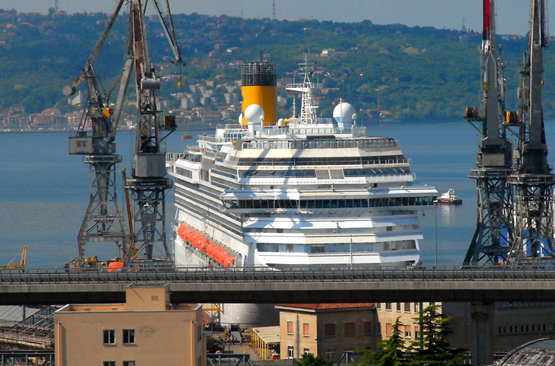 The Favolosa, near completion at Fincantieri, for her July 2, 2011 christening