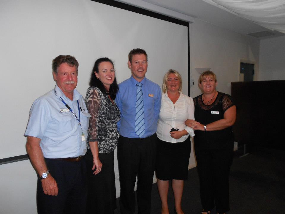 From left Ron Hayward, Geraldton Visitor Centre, Christine Cole, Tourism WA, James Coughlan, Intercruises, Michelle McGinty, City of Greater Geraldton, and Joanne Brown, Geraldton Visitor Centre