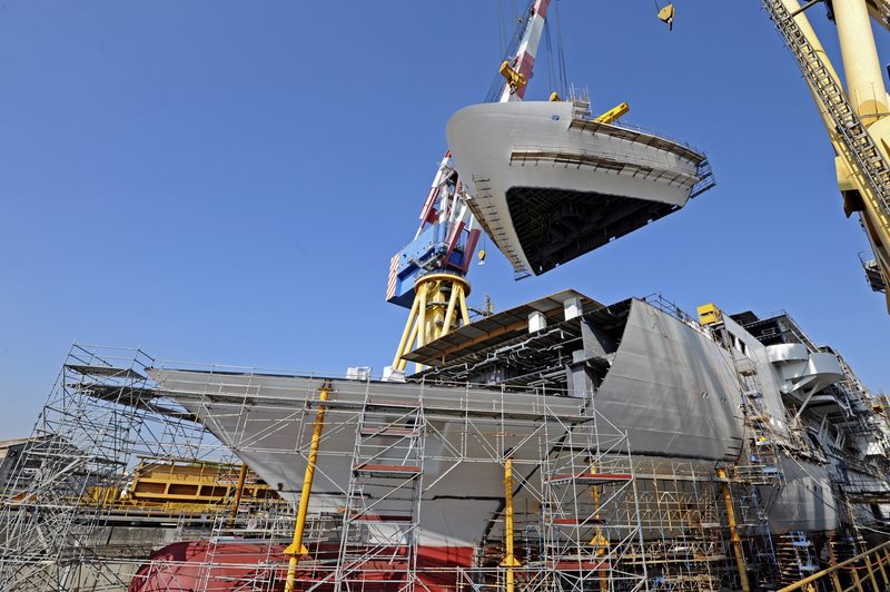 Cruise ship under construction in Italy