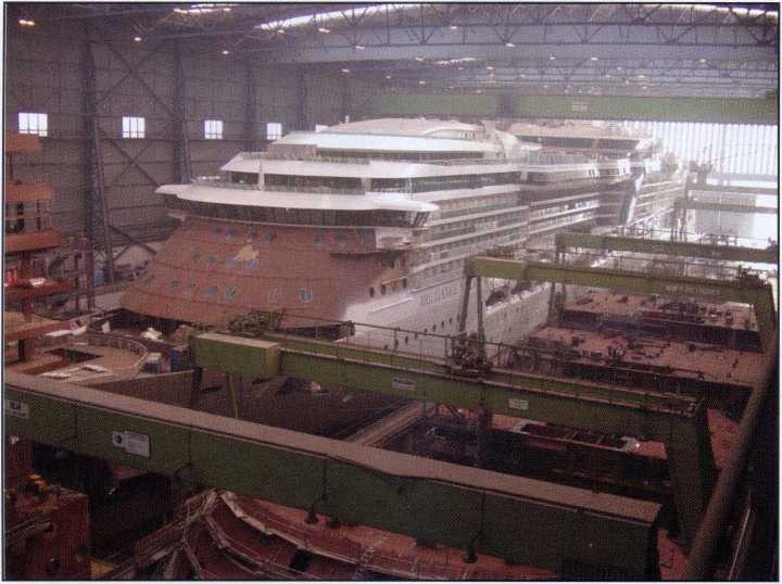 NCLs Norwegian Dawn pictured here under construction in Meyer Werfts covered building dock