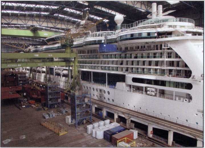 RCIs Brilliance of the Seas just before it left the covered building dock at Meyer Werft
