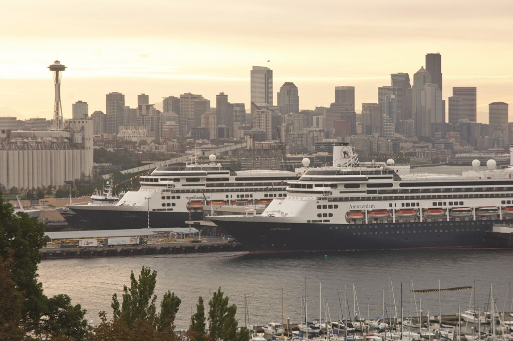 ms Zaandam and ms Amsterdam at the Port of Seattle.