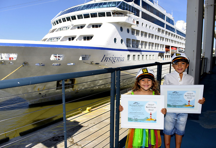 Oceania Cruises recognized its“Youngest World Cruises,” Lorenna D’Amore Nogueira, 4, and Henrique D’Amore Nogueira, 6, Wednesday in New York, according to a statement.