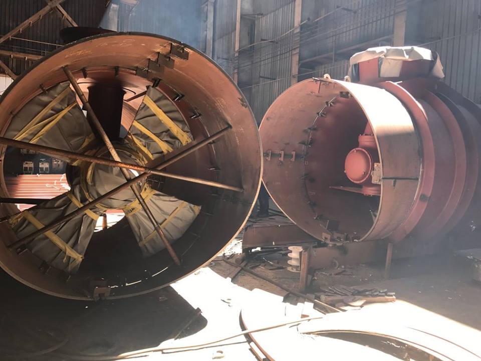 Azipod Thrusters ready for mounting to hull.