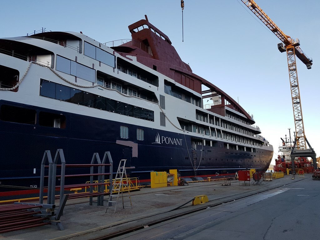 One of Ponant's newbuilds under construction in Romania last year.