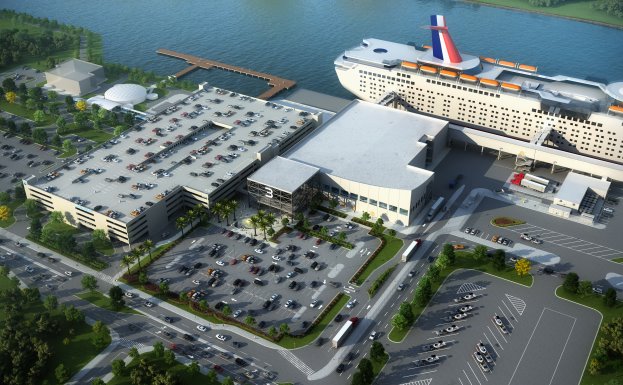 Artist’s rendering of Port Canaveral’s new Cruise Terminal 3, slated for completion in mid-2020, will be the homeport for Carnival Cruise Line’s newest and largest class of ship