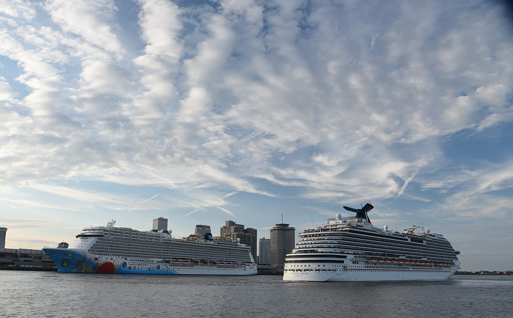The Carnival Dream and Norwegian Breakaway in the Port of New Orleans