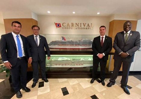 Senator Irajá; Embratur's Executive-director, Gilson Machado Neto; senator Flávio Bolsonaro and dep. Hélio Lopes visits Miami to draw more cruises to Brazil 