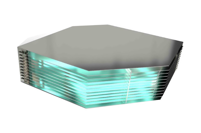 Self-contained ceiling corner-mount unit for elevators and public restrooms Filters air with UV-C technology.