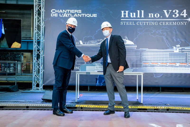 Pierfrancesco Vago Executive Chairman of MSC Cruises and Laurent Castaing Chantiers de lAtlantiques General Manager 2